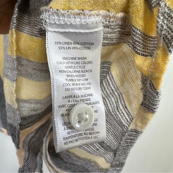 Beachlunchlounge | Linen Blend Striped Button Down Short Sleeve Shirt Size L - Picture 4 of 7